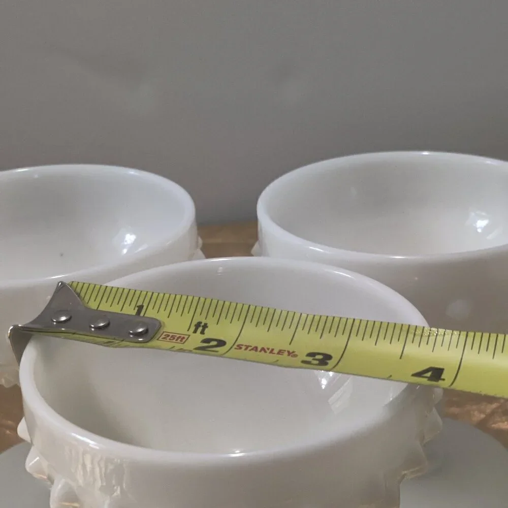 Ice Cream Cups in Hobnail, on a footed base. Amazing White Milkglass from Fenton